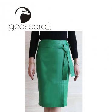 Advance sale of goose craft goose light luxury brand high quality sheepskin women's leather skirt le